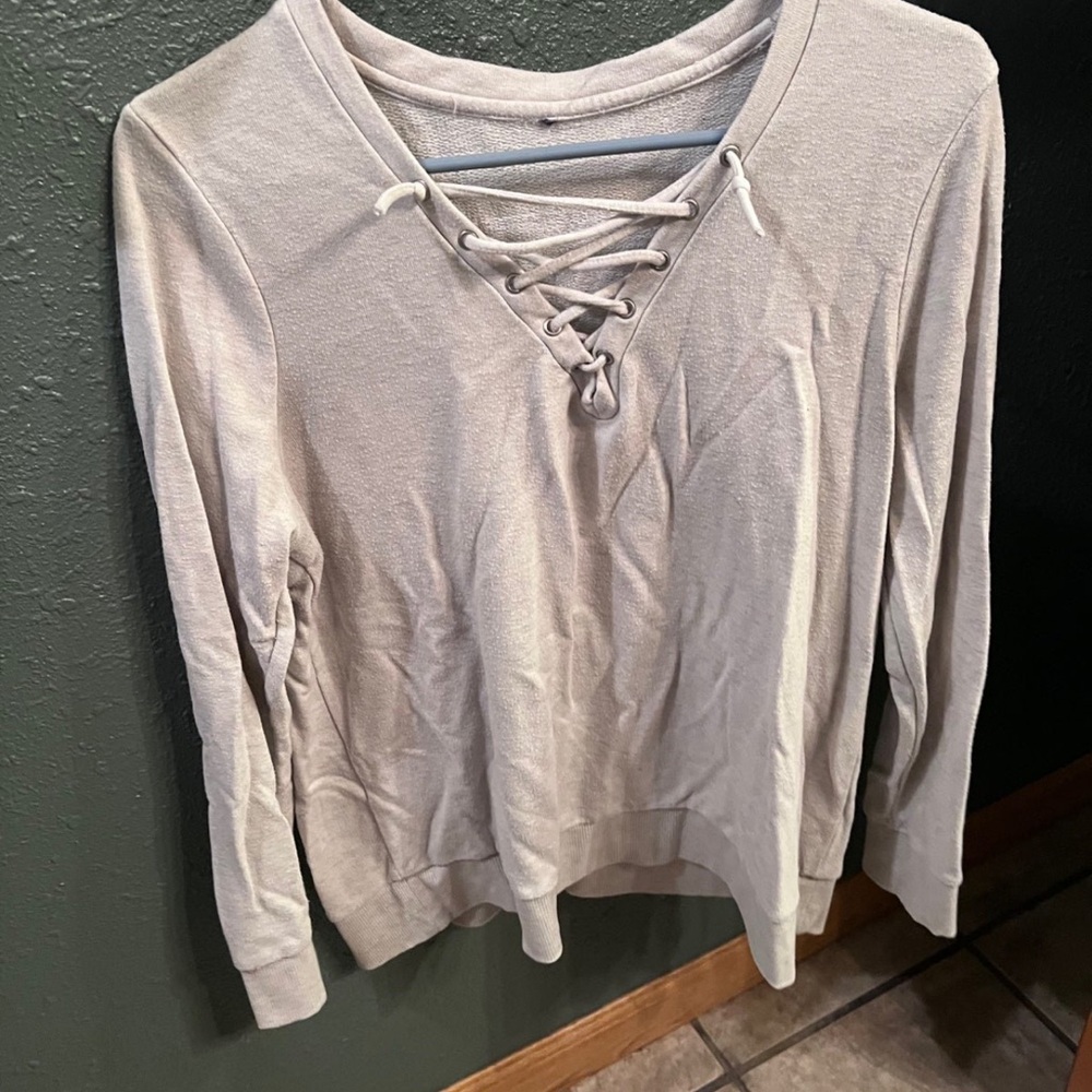 Women's Lace-Up Gray Top